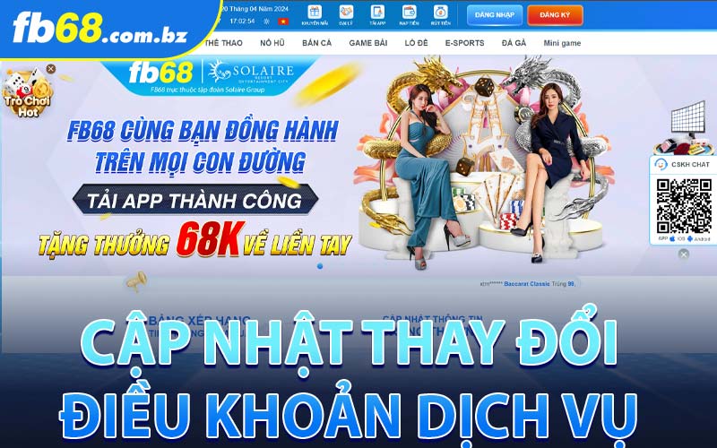 Cập Nhật Thay Đổi Điều Khoản Dịch Vụ