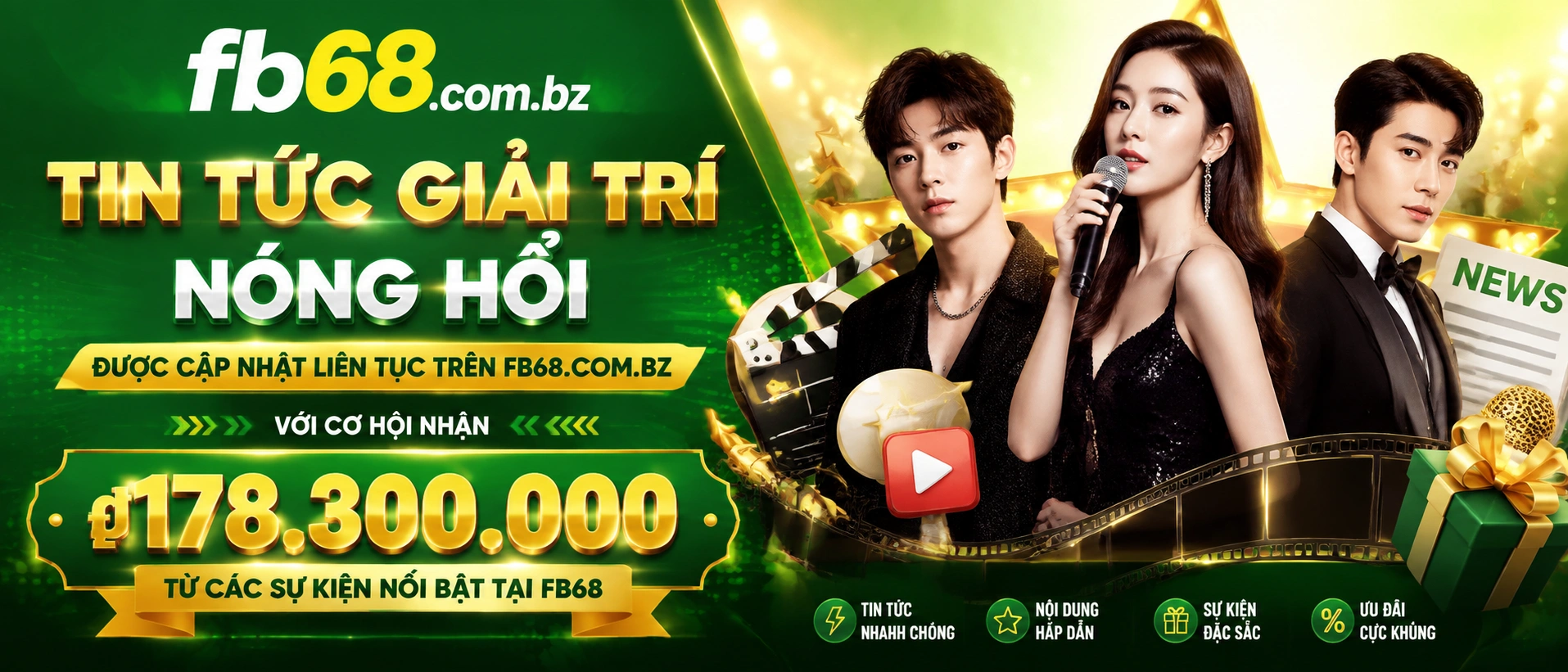 Giao diện tin tức và khuyến mãi FB68 trên màn hình di động